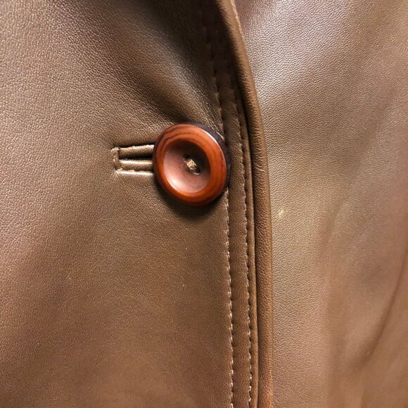 Leather Cognac Coat - Picture 2 of 2